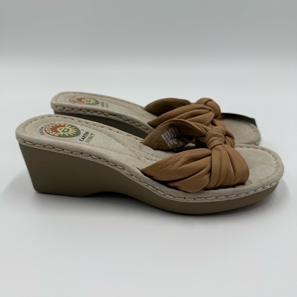 NWT Earth Spirit Women's Liberty Tan Leather Knot Wedge Sandals 8 Gelron 2000 - Picture 3 of 8